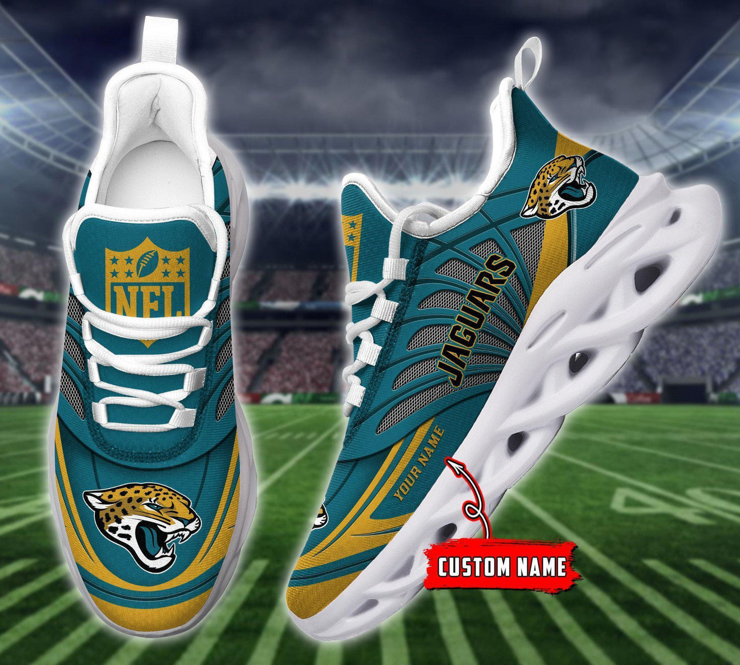 Ideafootwear Jacksonville Jaguars Max Soul Shoes Sneakers For Men And Women