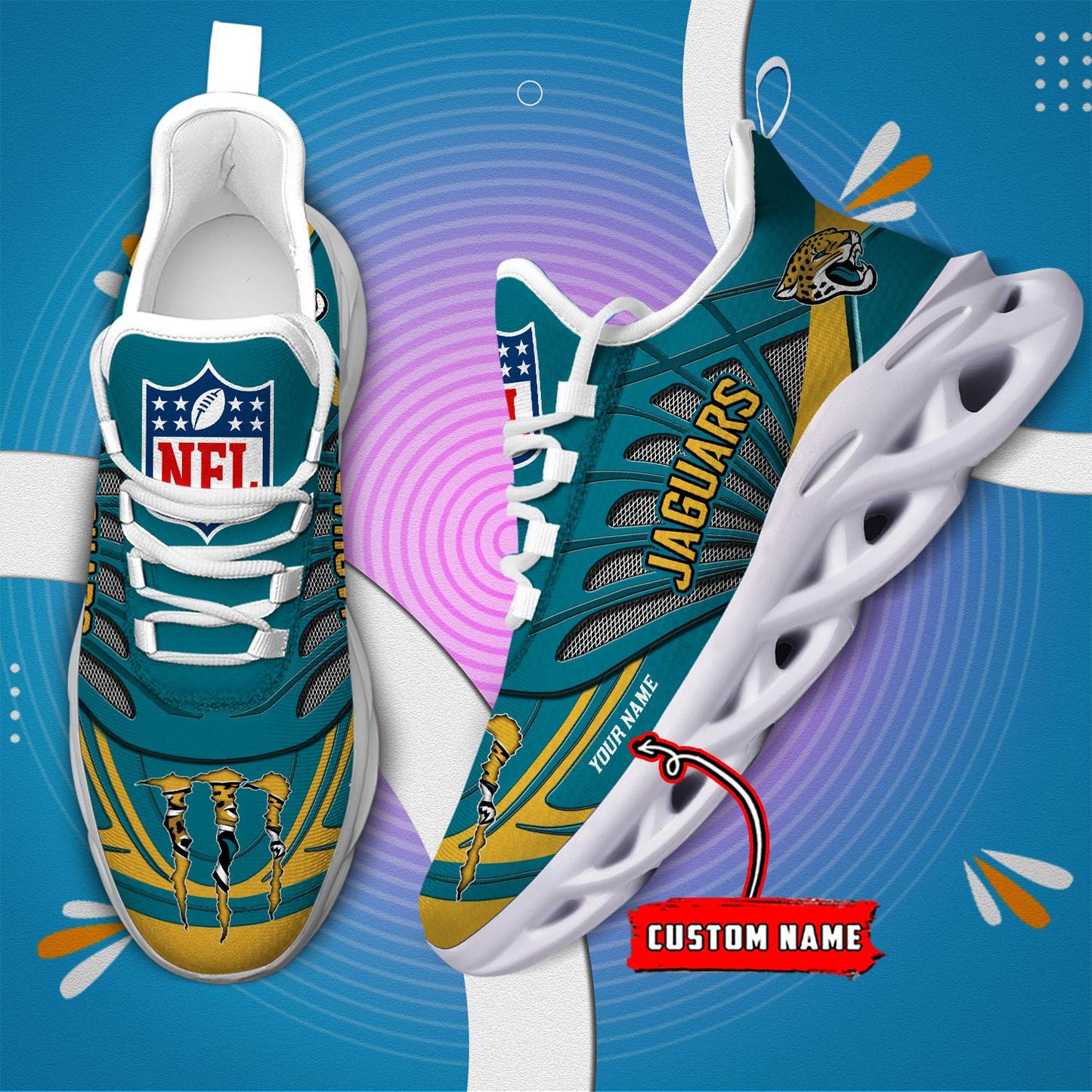 Ideafootwear Jacksonville Jaguars Max Soul Shoes Sneakers For Men And Women