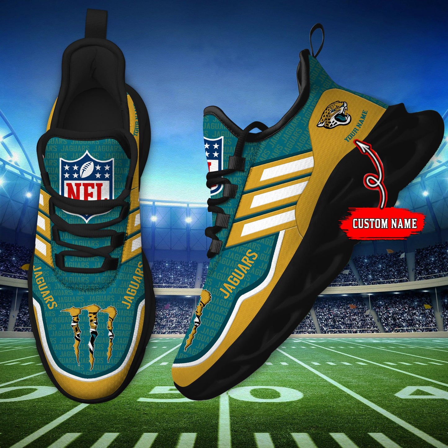 Ideafootwear Jacksonville Jaguars Max Soul Shoes Sneakers For Men And Women