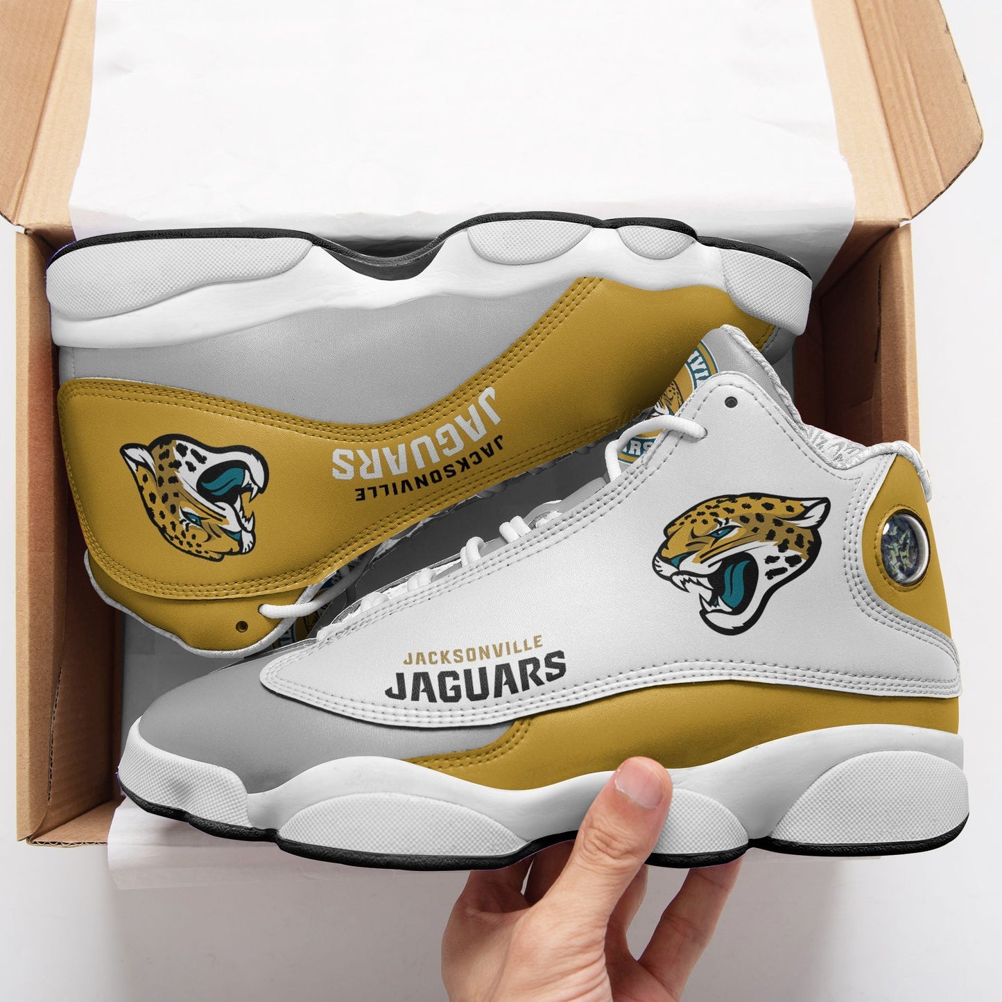 Ideafootwear Jacksonville Jaguars NFL AJ13 Sneakers Shoes For Men And Women