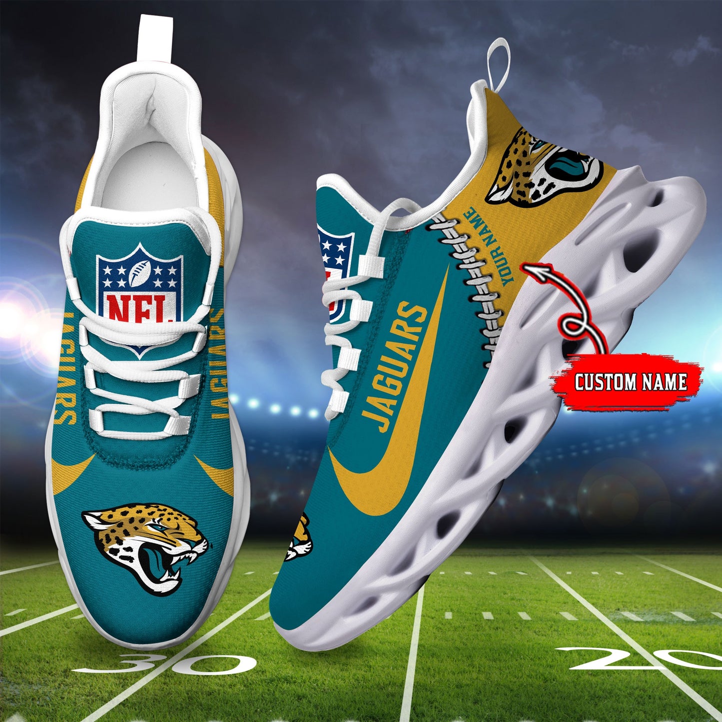 Ideafootwear Jacksonville Jaguars NFL Max Soul Shoes Sneakers For Men And Women