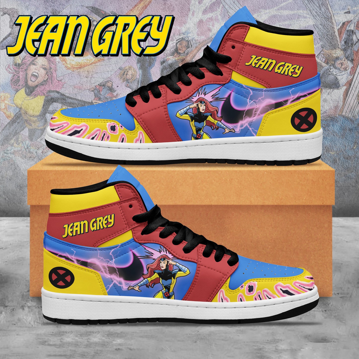 Ideafootwear Jean Grey X-Men AJ1 High Sneakers Shoes For Men And Women
