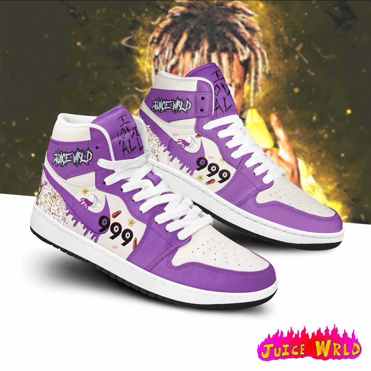 Ideafootwear Juice WRLD AJ1 High Sneakers Shoes For Men And Women