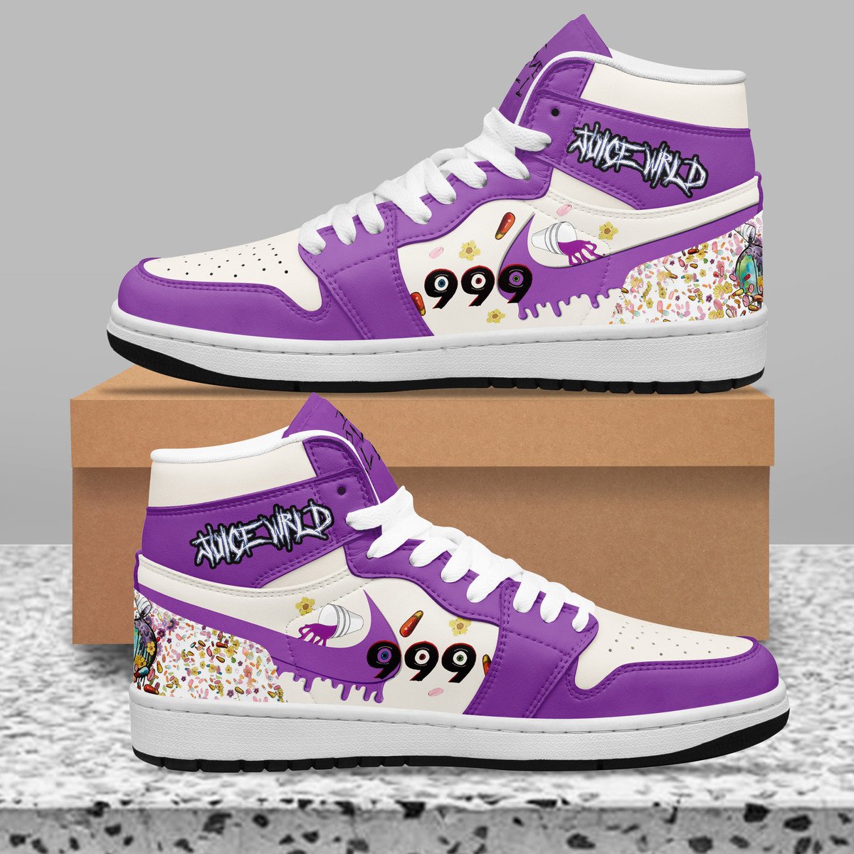 Ideafootwear Juice WRLD AJ1 High Sneakers Shoes For Men And Women