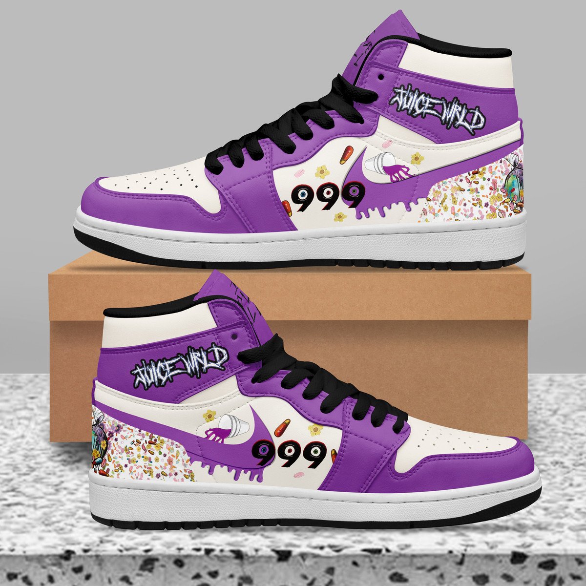 Ideafootwear Juice WRLD AJ1 High Sneakers Shoes For Men And Women