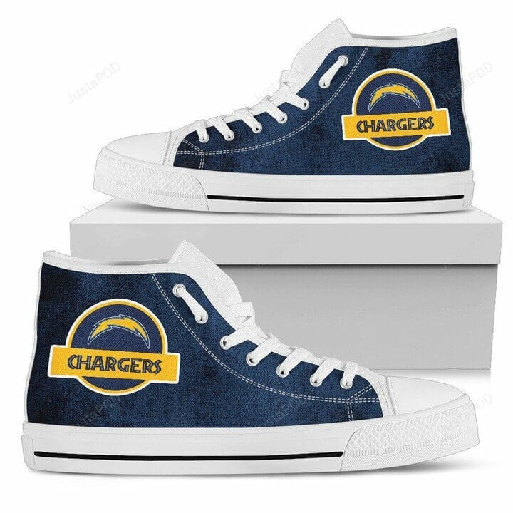 Ideafootwear Los Angeles Chargers High Top Canvas Sneakers Shoes For Men And Women