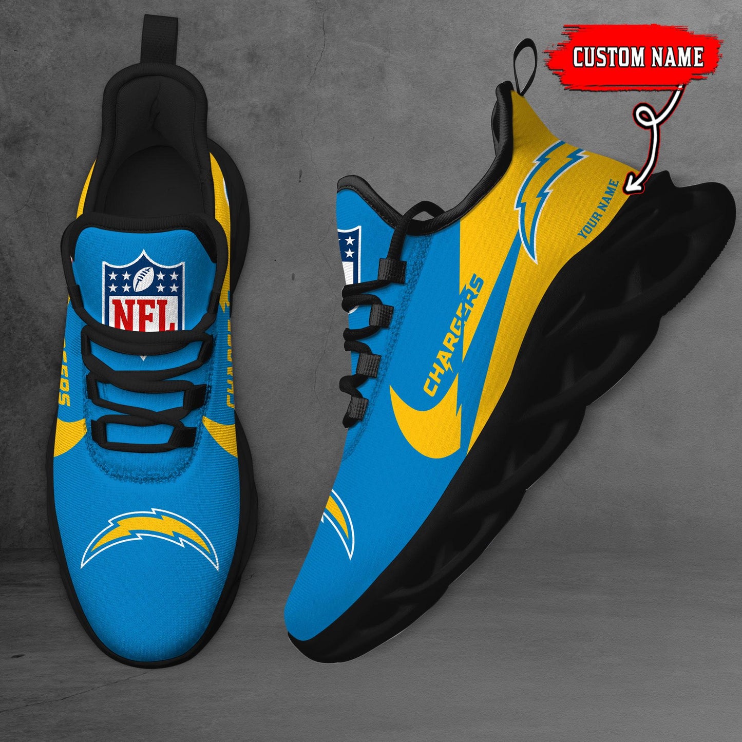 Ideafootwear Los Angeles Chargers Max Soul Shoes Sneakers For Men And Women