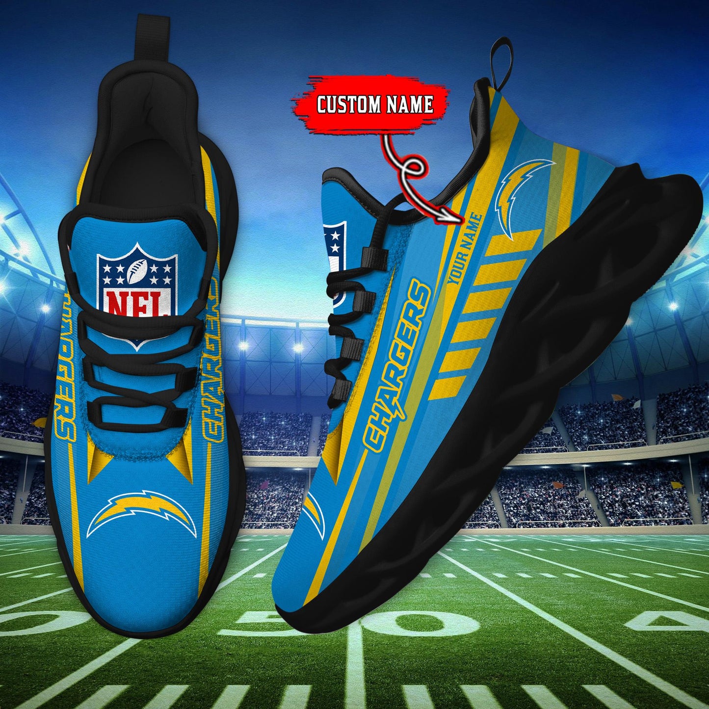 Ideafootwear Los Angeles Chargers Max Soul Shoes Sneakers For Men And Women