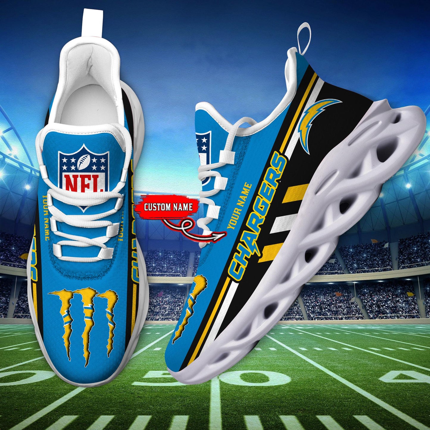 Ideafootwear Los Angeles Chargers Max Soul Shoes Sneakers For Men And Women