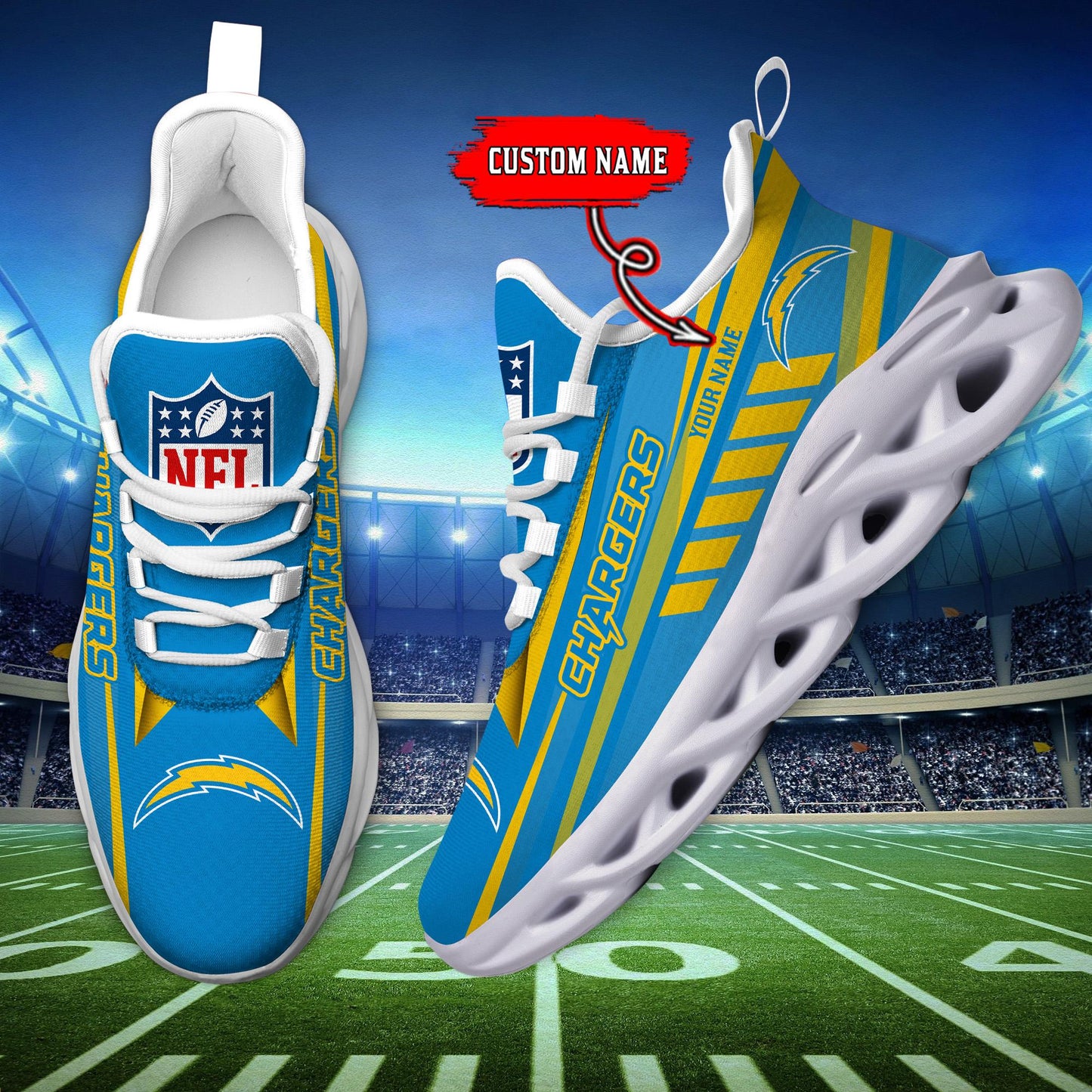 Ideafootwear Los Angeles Chargers Max Soul Shoes Sneakers For Men And Women