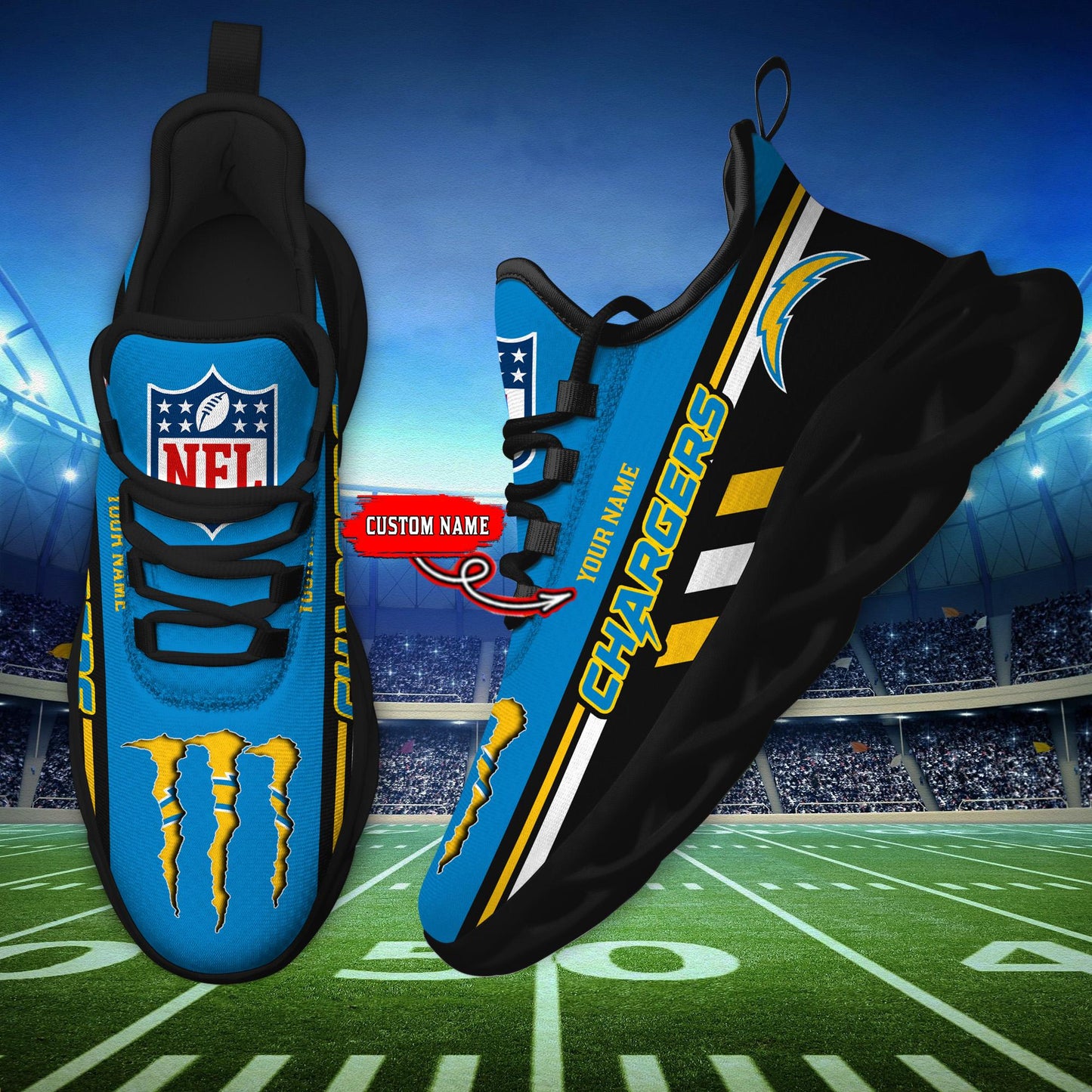Ideafootwear Los Angeles Chargers Max Soul Shoes Sneakers For Men And Women