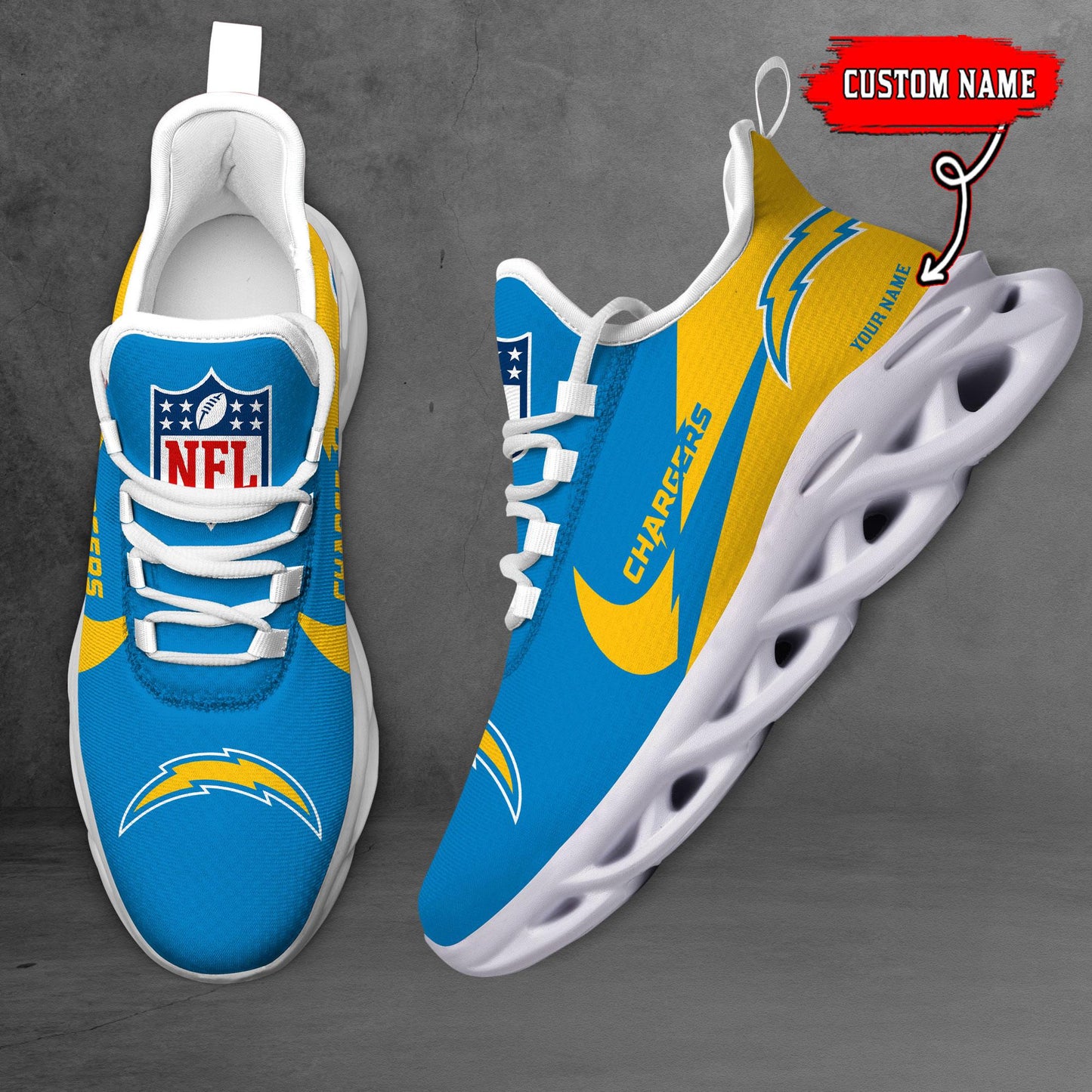 Ideafootwear Los Angeles Chargers Max Soul Shoes Sneakers For Men And Women