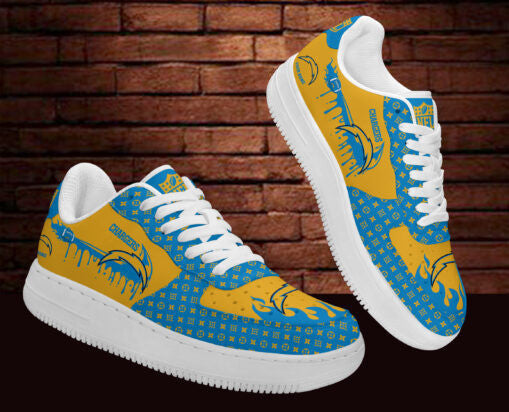 Ideafootwear Los Angeles Chargers NFL Air Low-Top Sneakers Shoes For Men And Women