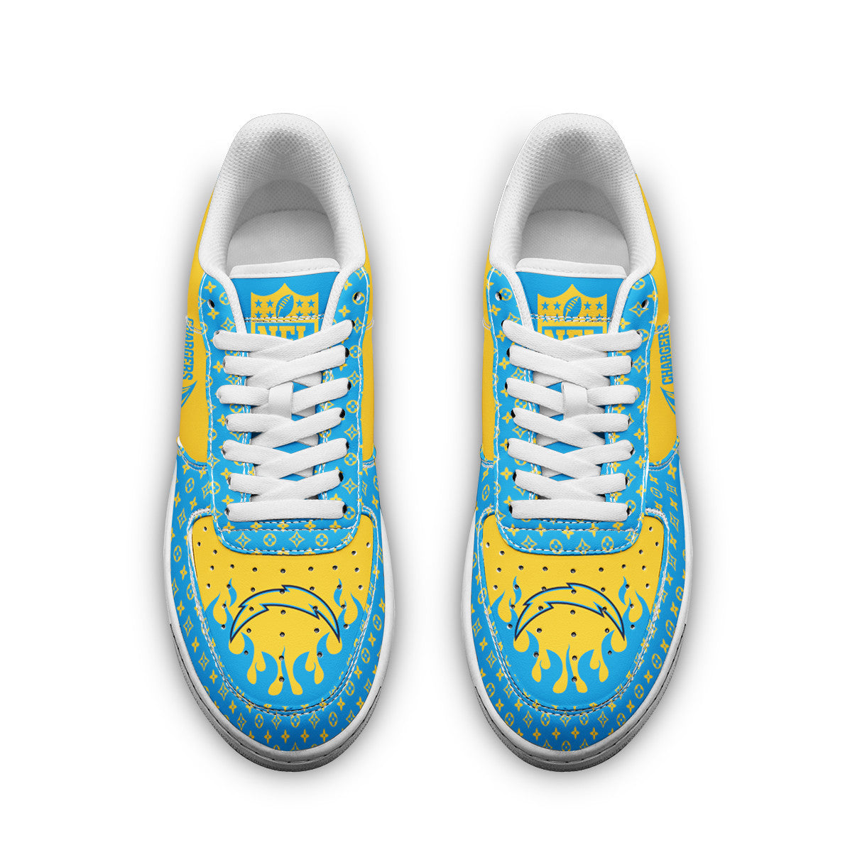 Ideafootwear Los Angeles Chargers NFL Air Low-Top Sneakers Shoes For Men And Women