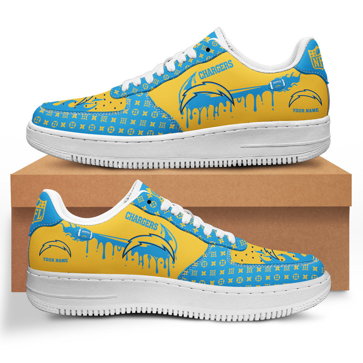 Ideafootwear Los Angeles Chargers NFL Air Low-Top Sneakers Shoes For Men And Women
