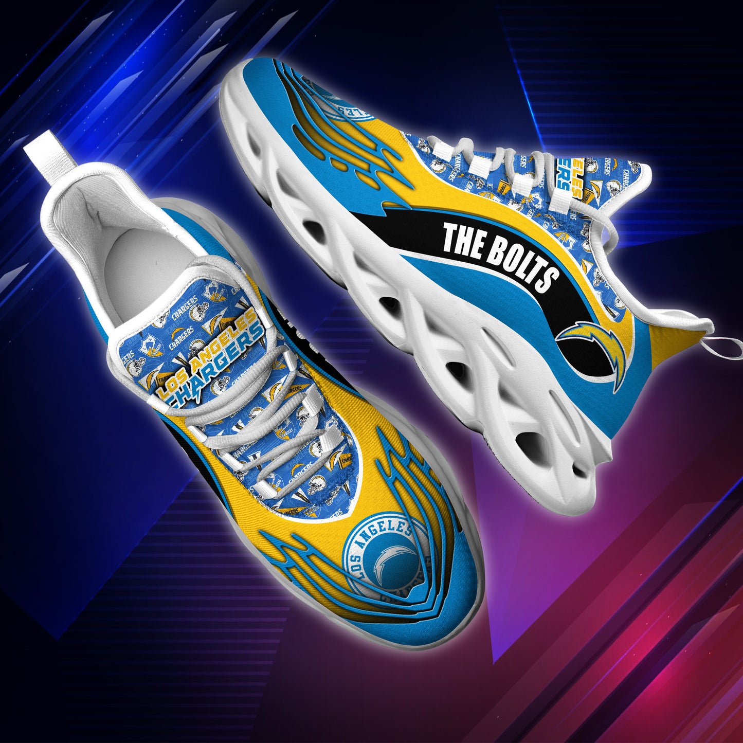 Ideafootwear Los Angeles Chargers NFL Max Soul Shoes Sneakers For Men And Women