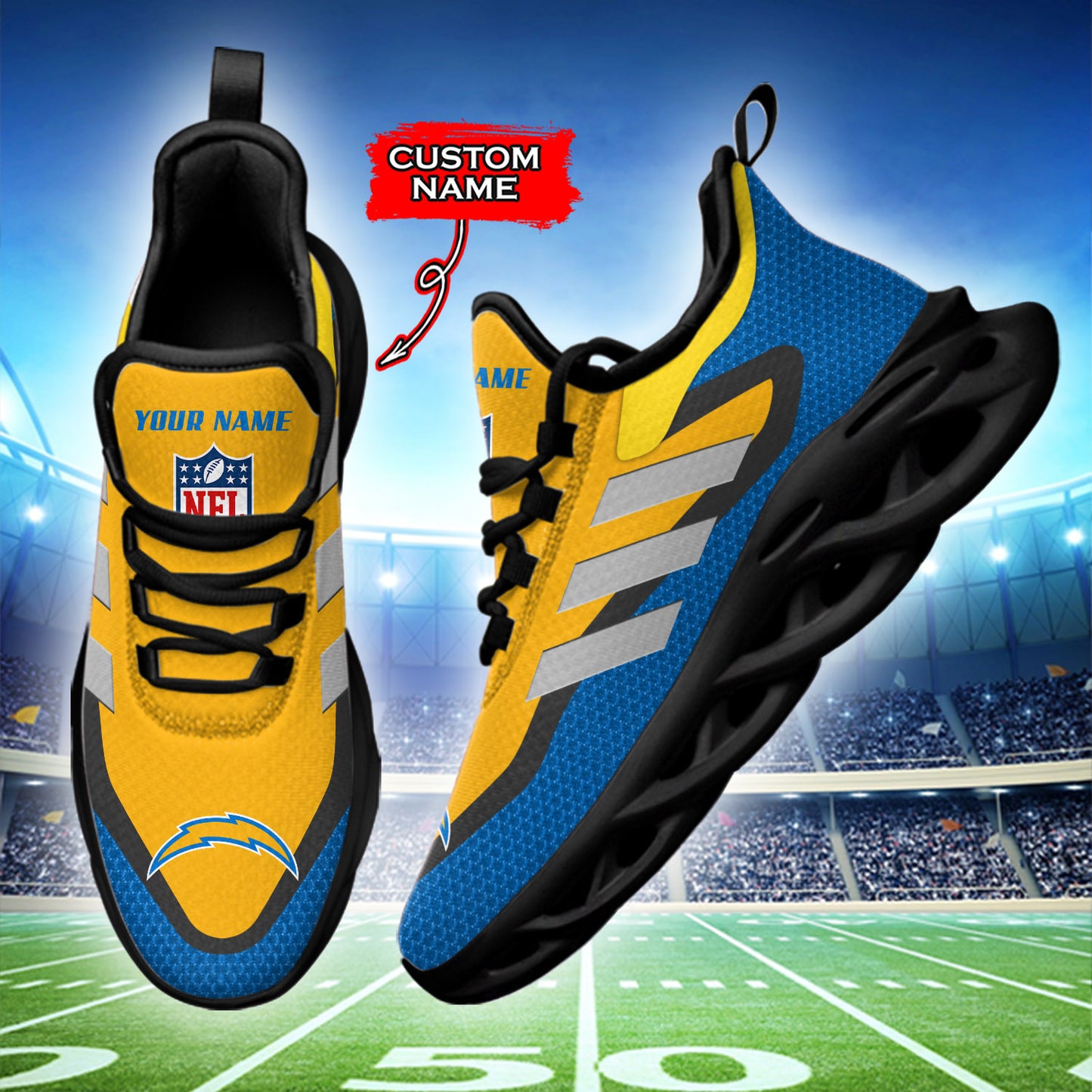Ideafootwear Los Angeles Chargers NFL Max Soul Shoes Sneakers For Men And Women