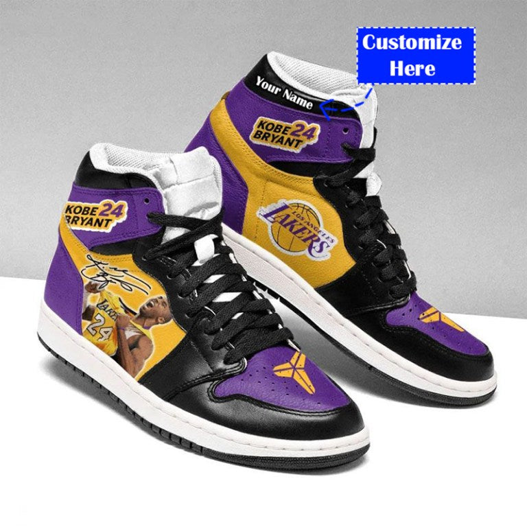 Ideafootwear Los Angeles Lakers NBA AJ1 High Sneakers Shoes For Men And Women
