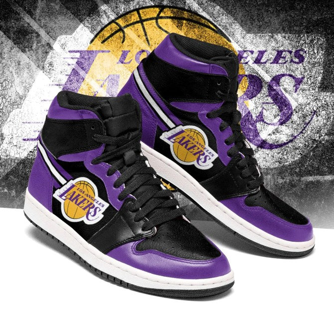 Ideafootwear Los Angeles Lakers NBA AJ1 High Sneakers Shoes For Men And Women