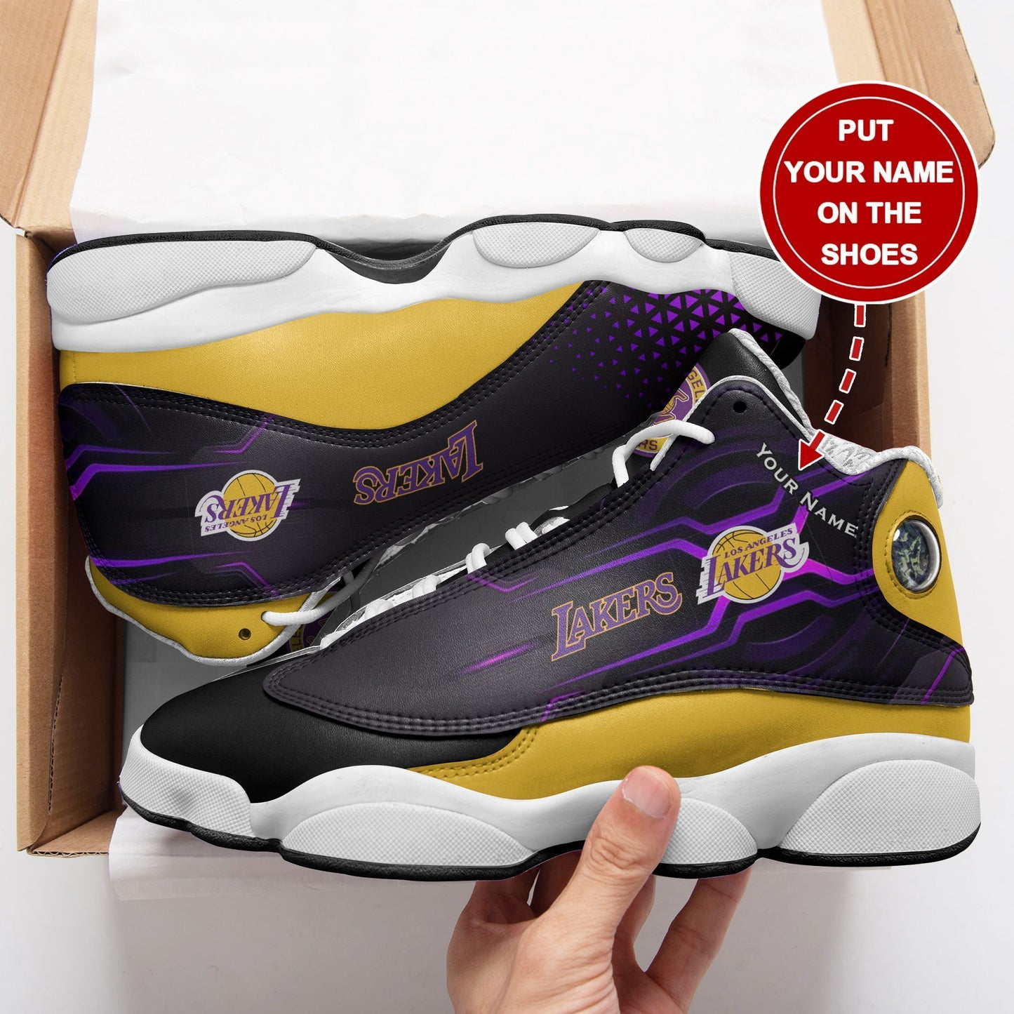 Ideafootwear Los Angeles Lakers NFL AJ13 Sneakers Shoes For Men And Women