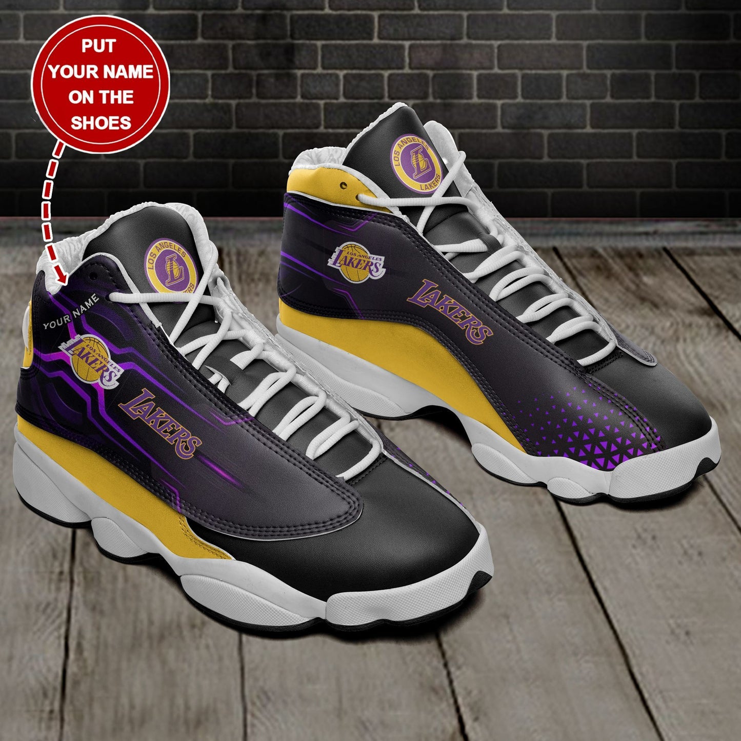 Ideafootwear Los Angeles Lakers NFL AJ13 Sneakers Shoes For Men And Women