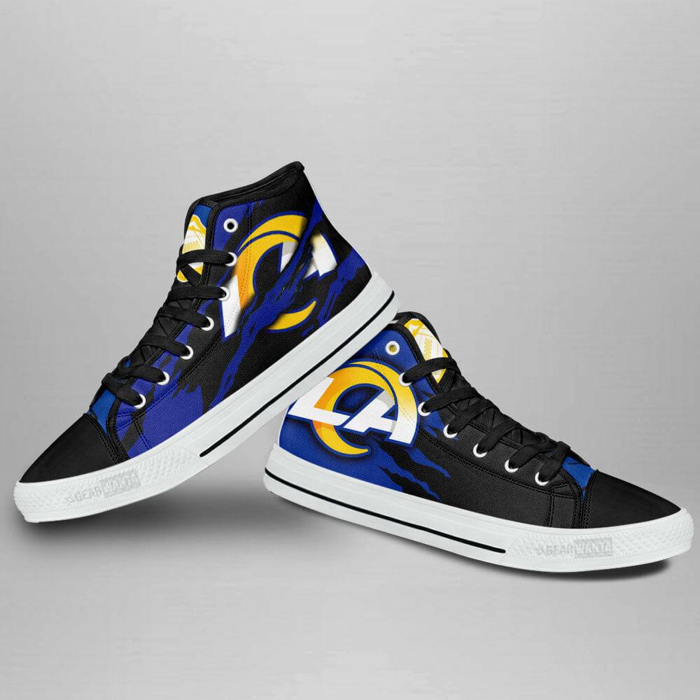 Ideafootwear Los Angeles Rams Low Top Canvas Sneakers Shoes For Men And Women