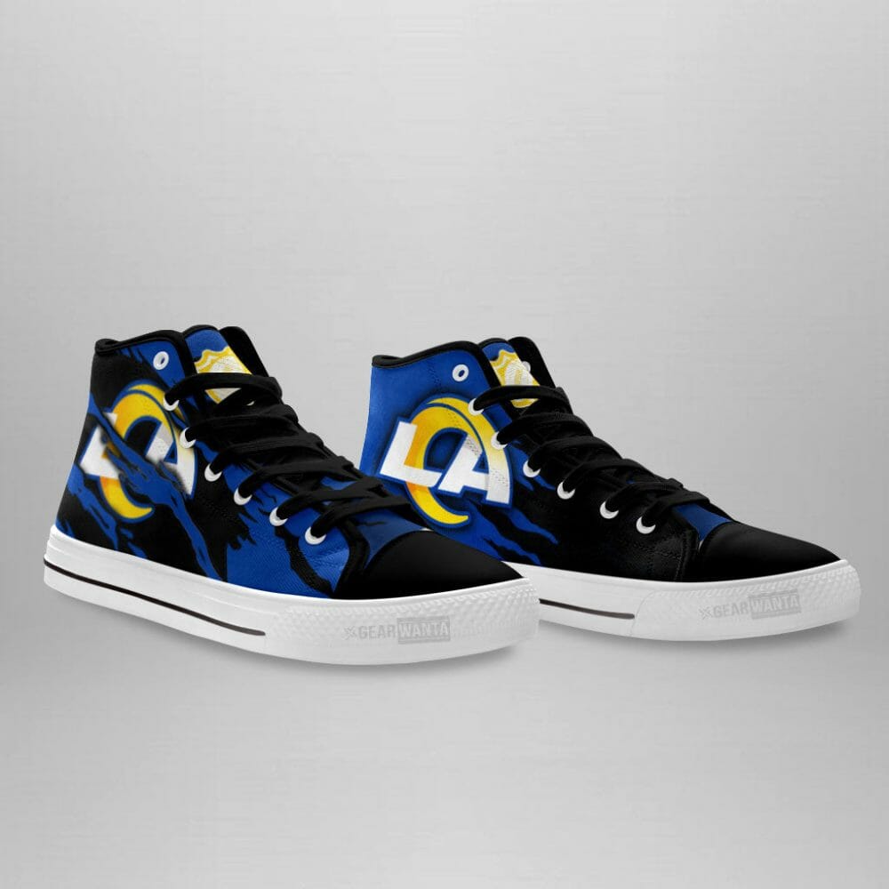 Ideafootwear Los Angeles Rams Low Top Canvas Sneakers Shoes For Men And Women