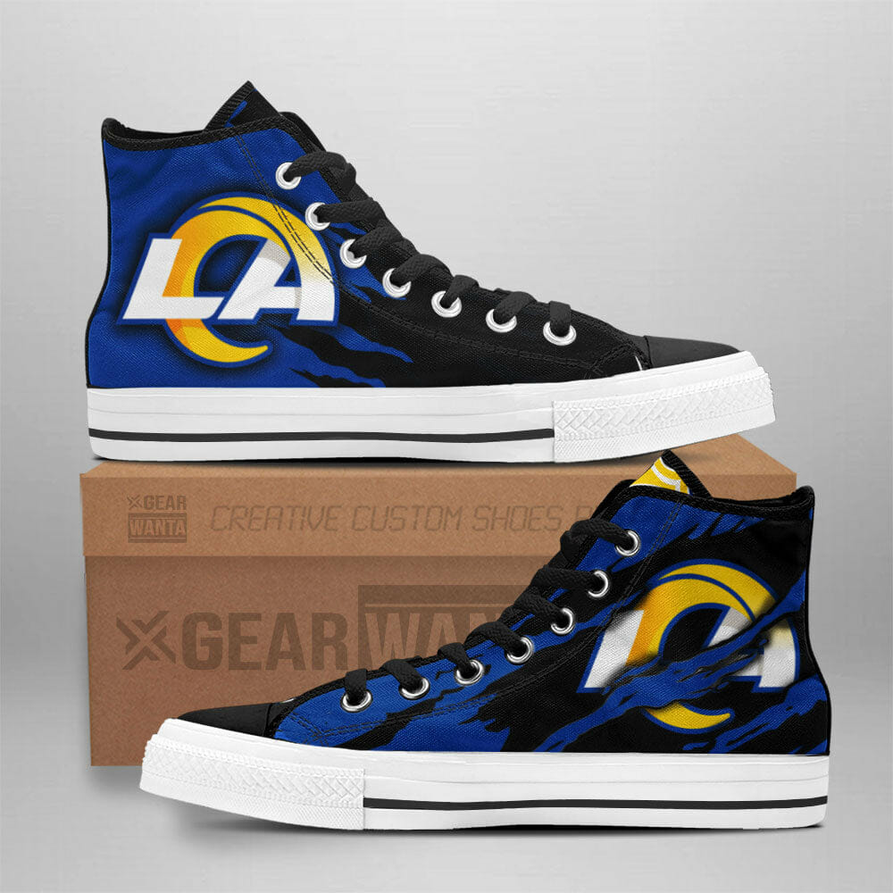 Ideafootwear Los Angeles Rams Low Top Canvas Sneakers Shoes For Men And Women