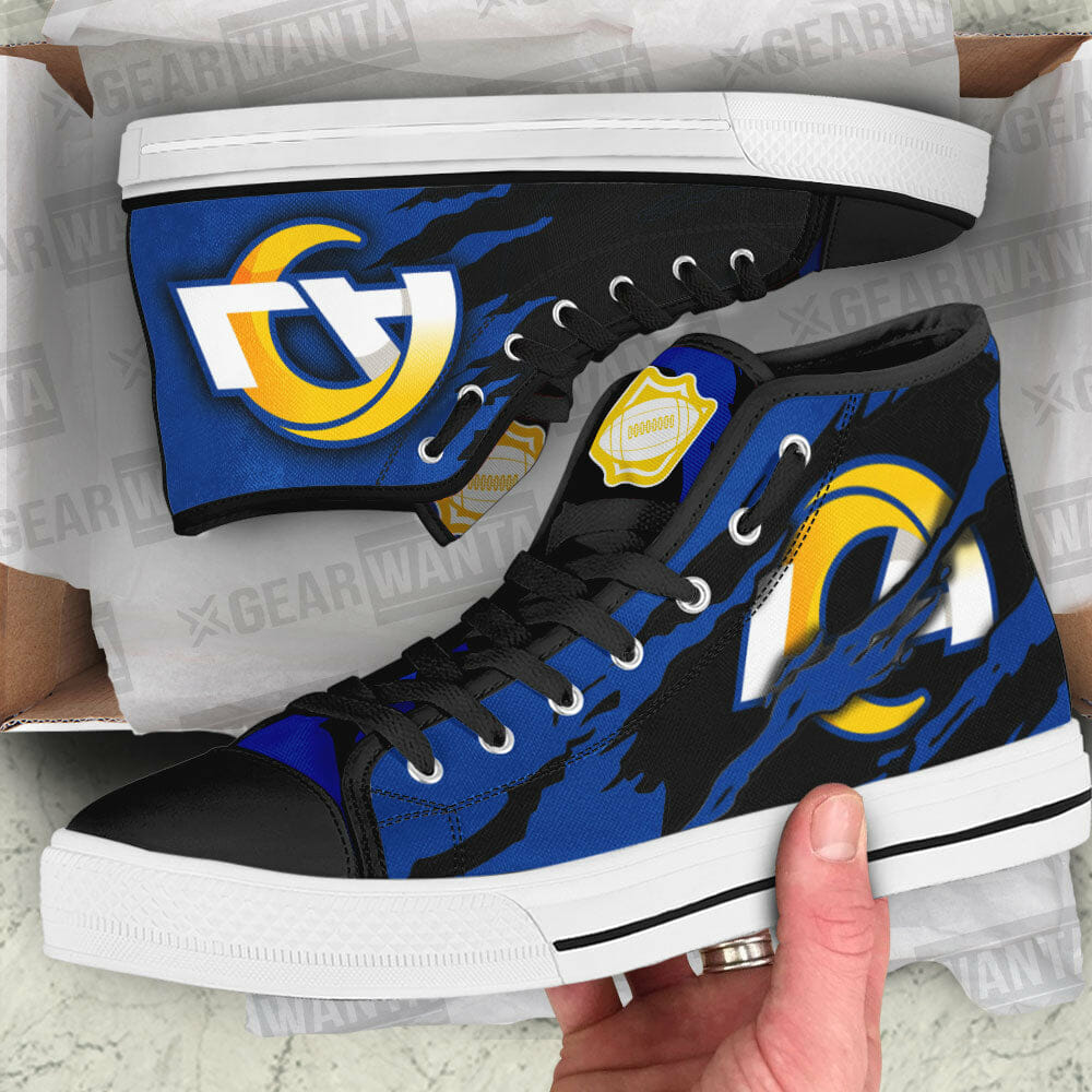 Ideafootwear Los Angeles Rams Low Top Canvas Sneakers Shoes For Men And Women