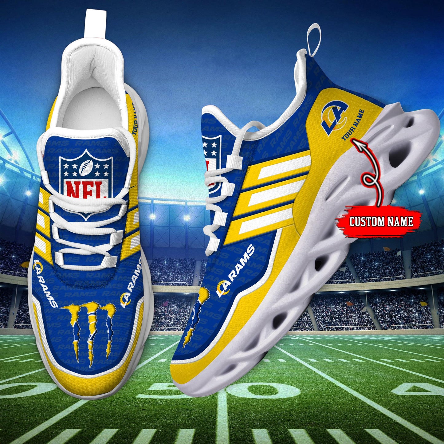 Ideafootwear Los Angeles Rams Max Soul Shoes Sneakers For Men And Women