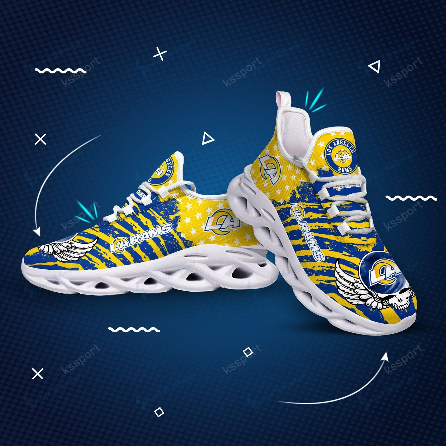 Ideafootwear Los Angeles Rams NFL Max Soul Shoes Sneakers For Men And Women