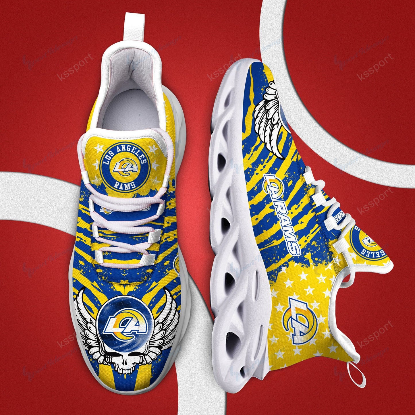 Ideafootwear Los Angeles Rams NFL Max Soul Shoes Sneakers For Men And Women