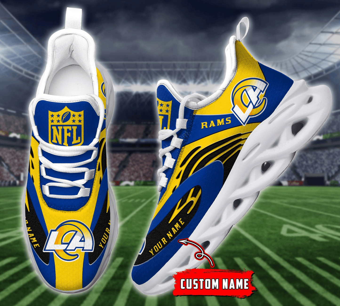 Ideafootwear Los Angeles Rams NFL Max Soul Shoes Sneakers For Men And Women