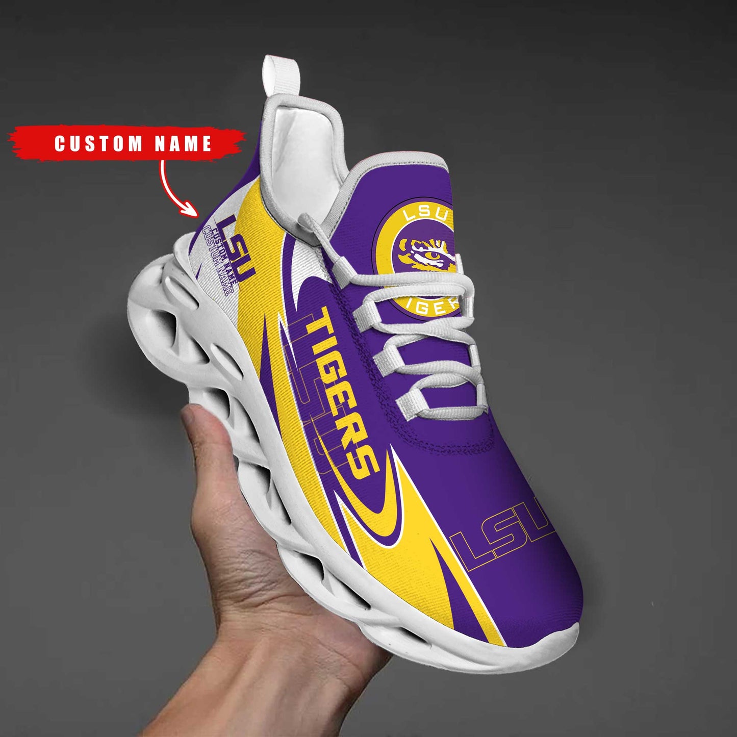 Ideafootwear LSU Tigers Max Soul Shoes Sneakers For Men And Women