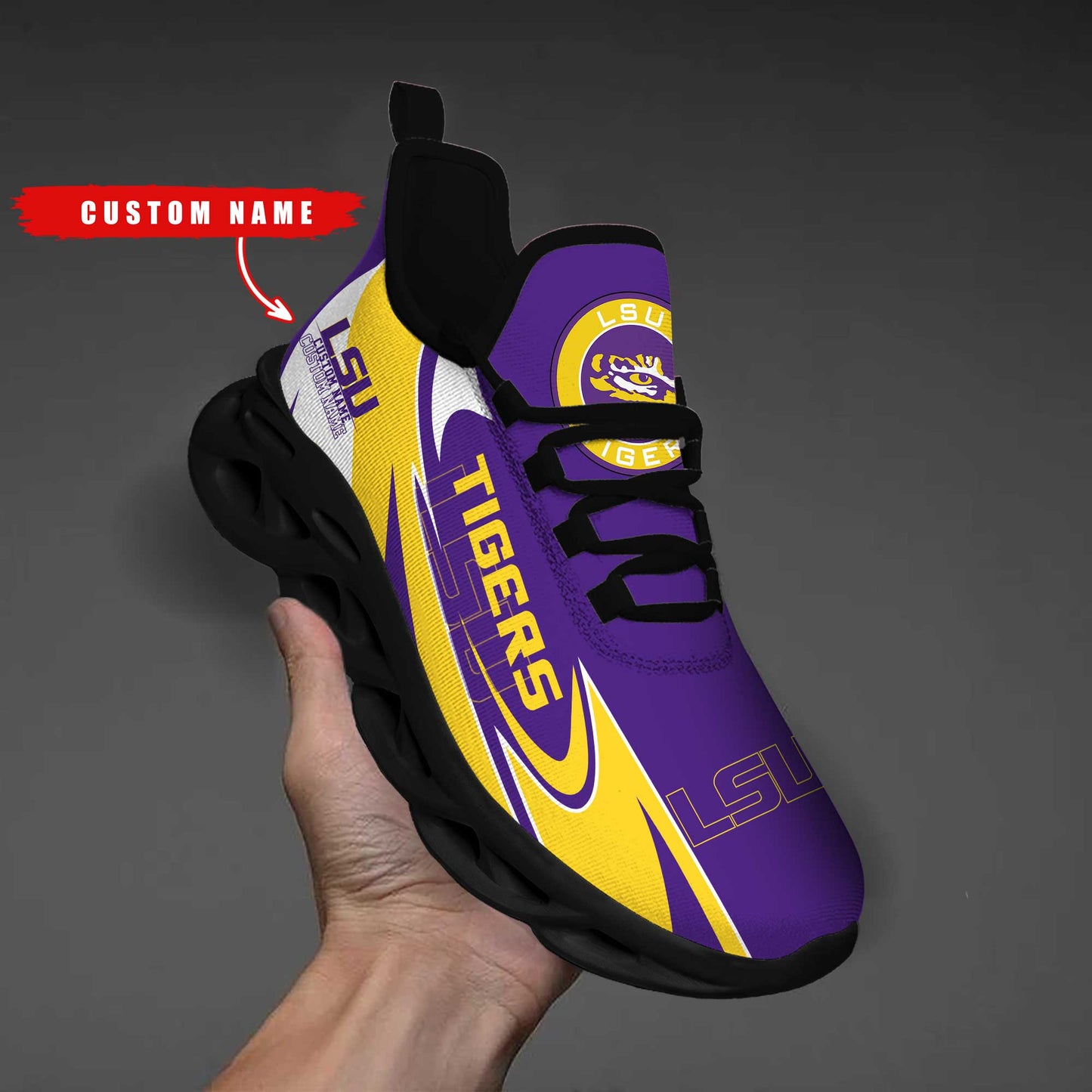Ideafootwear LSU Tigers Max Soul Shoes Sneakers For Men And Women