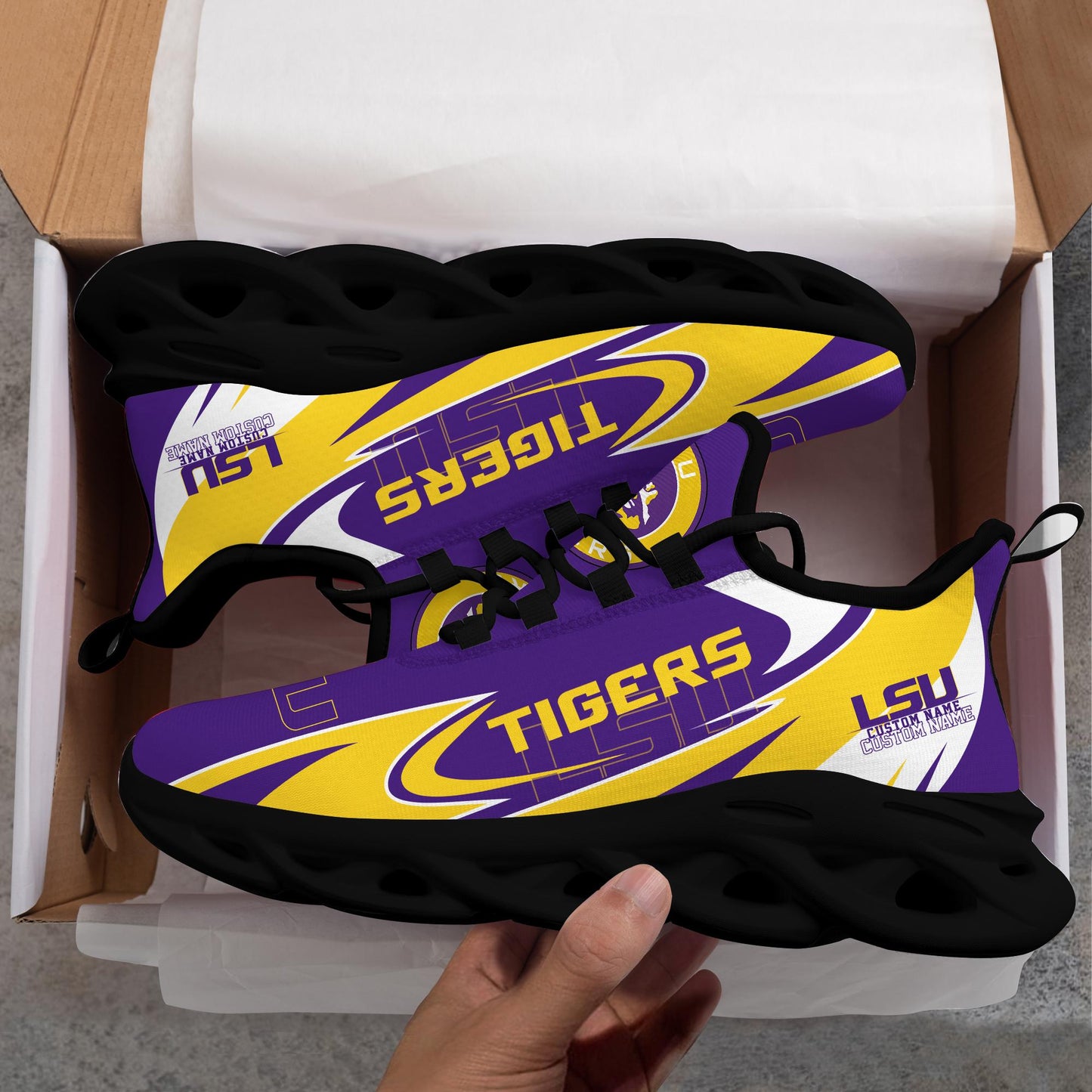 Ideafootwear LSU Tigers Max Soul Shoes Sneakers For Men And Women