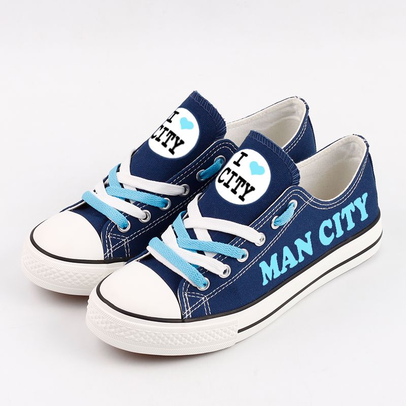 Ideafootwear Manchester City Low Top Canvas Sneakers Shoes For Men And Women