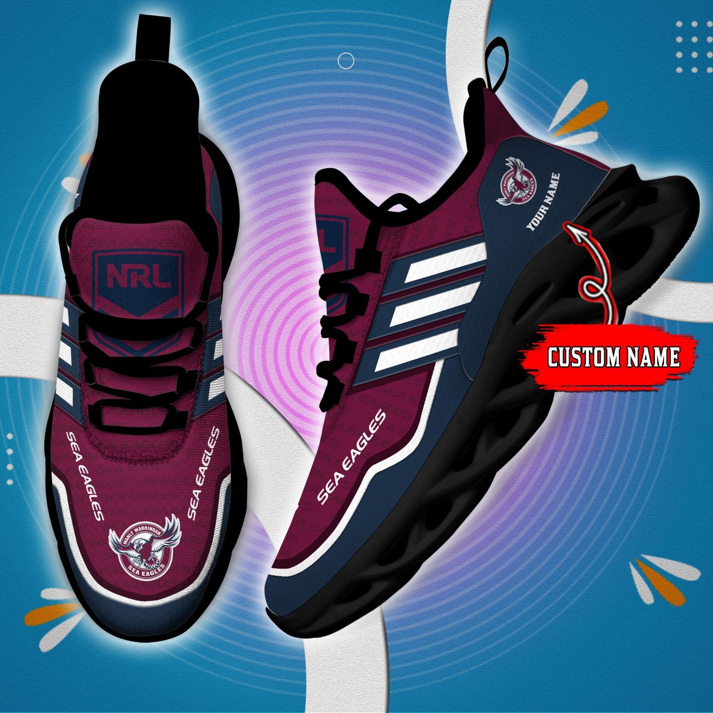 Ideafootwear Manly Warringah Sea Eagles Max Soul Shoes Sneakers For Men And Women