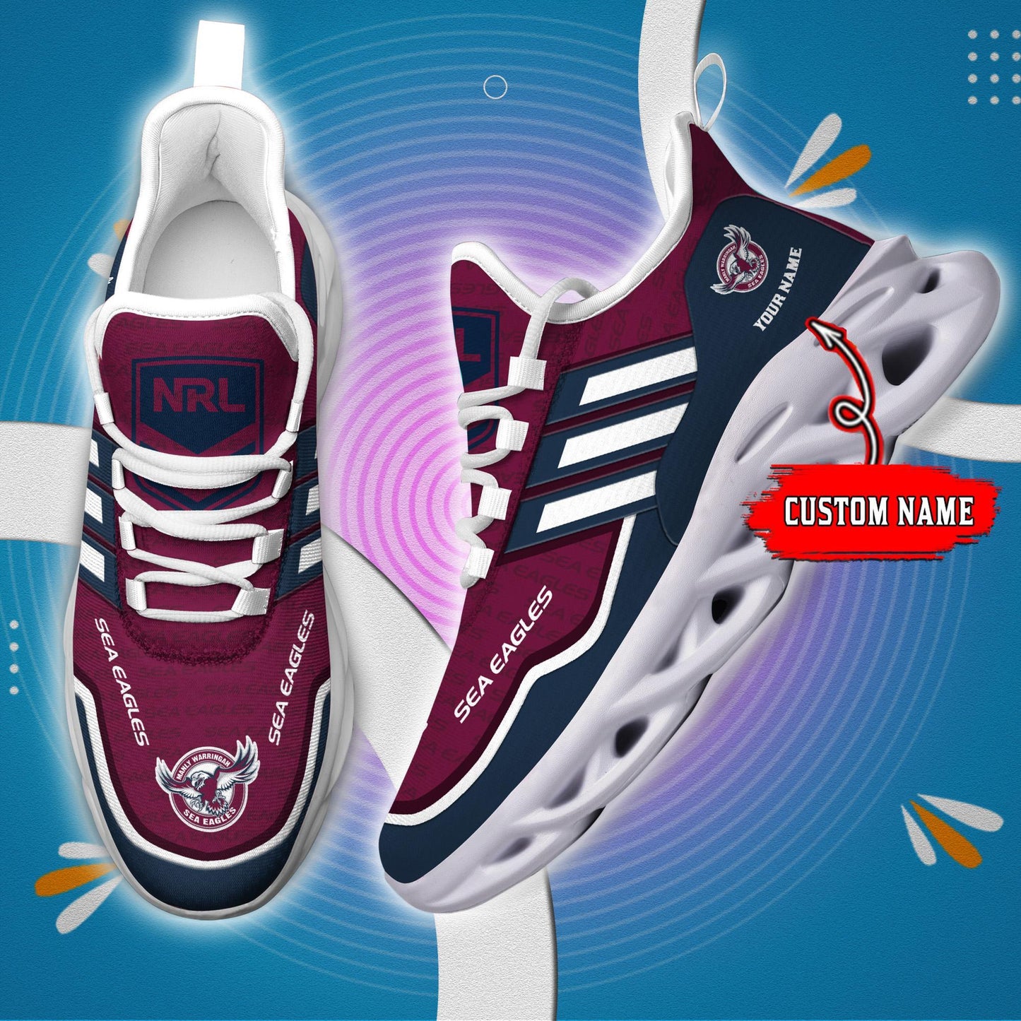 Ideafootwear Manly Warringah Sea Eagles Max Soul Shoes Sneakers For Men And Women