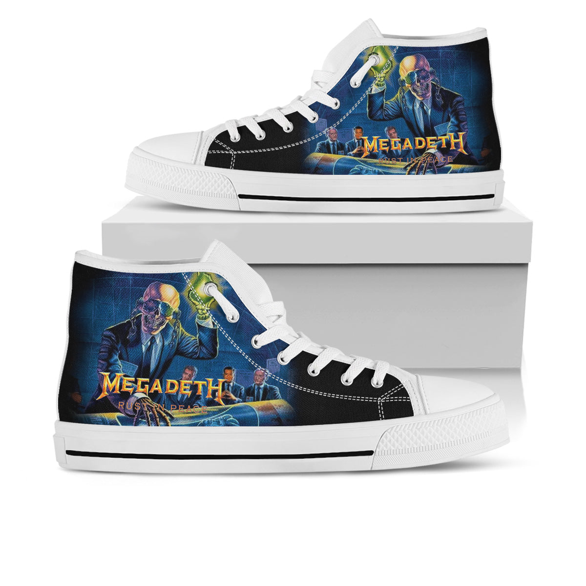 Ideafootwear Megadeth High Top Canvas Sneakers Shoes For Men And Women