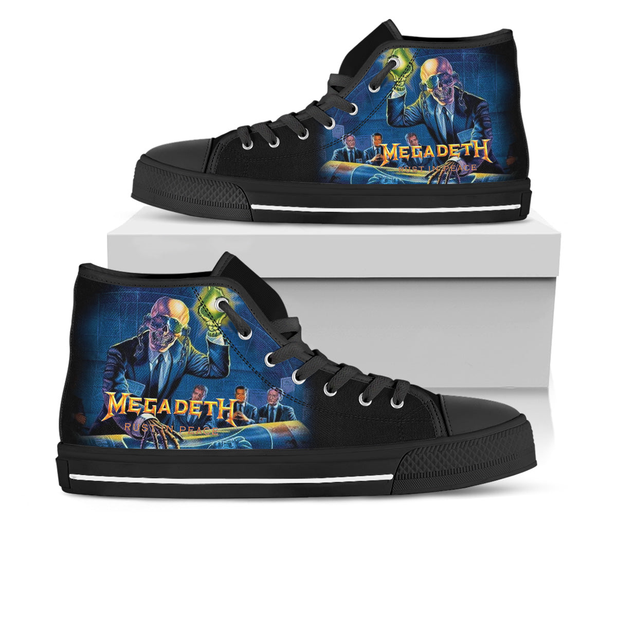 Ideafootwear Megadeth High Top Canvas Sneakers Shoes For Men And Women