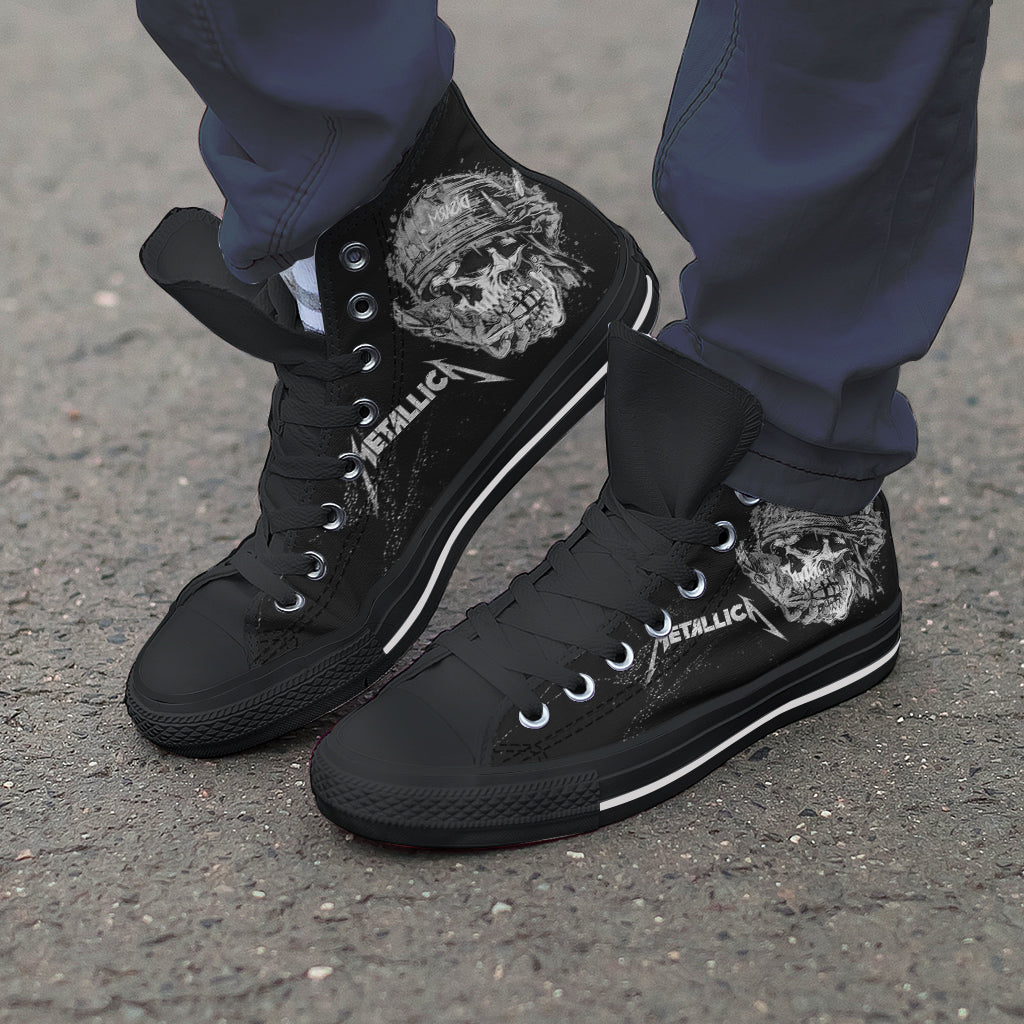 Ideafootwear Metallica High Top Canvas Sneakers Shoes For Men And Women
