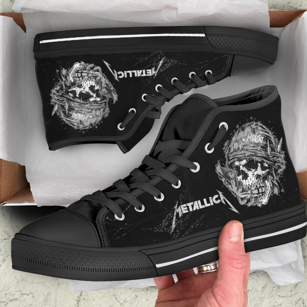 Ideafootwear Metallica High Top Canvas Sneakers Shoes For Men And Women
