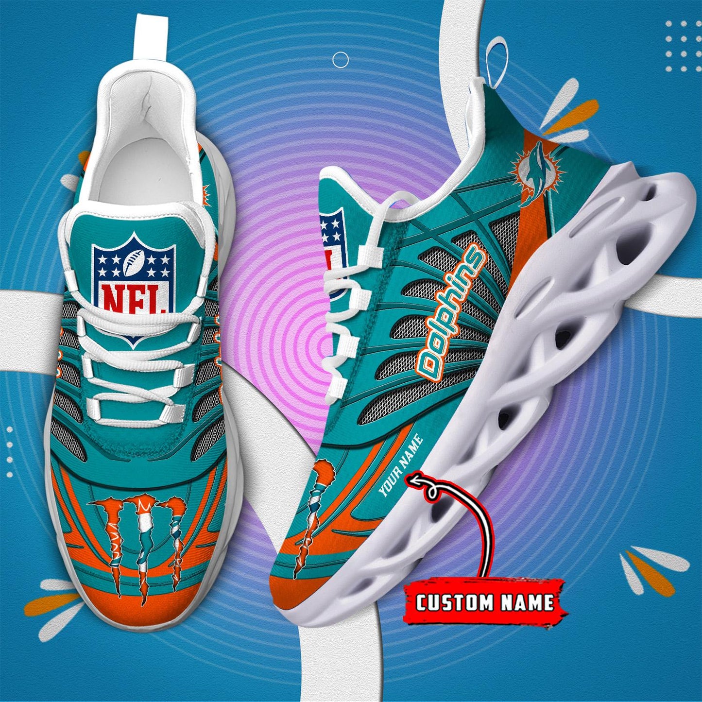 Ideafootwear Miami Dolphins Max Soul Shoes Sneakers For Men And Women