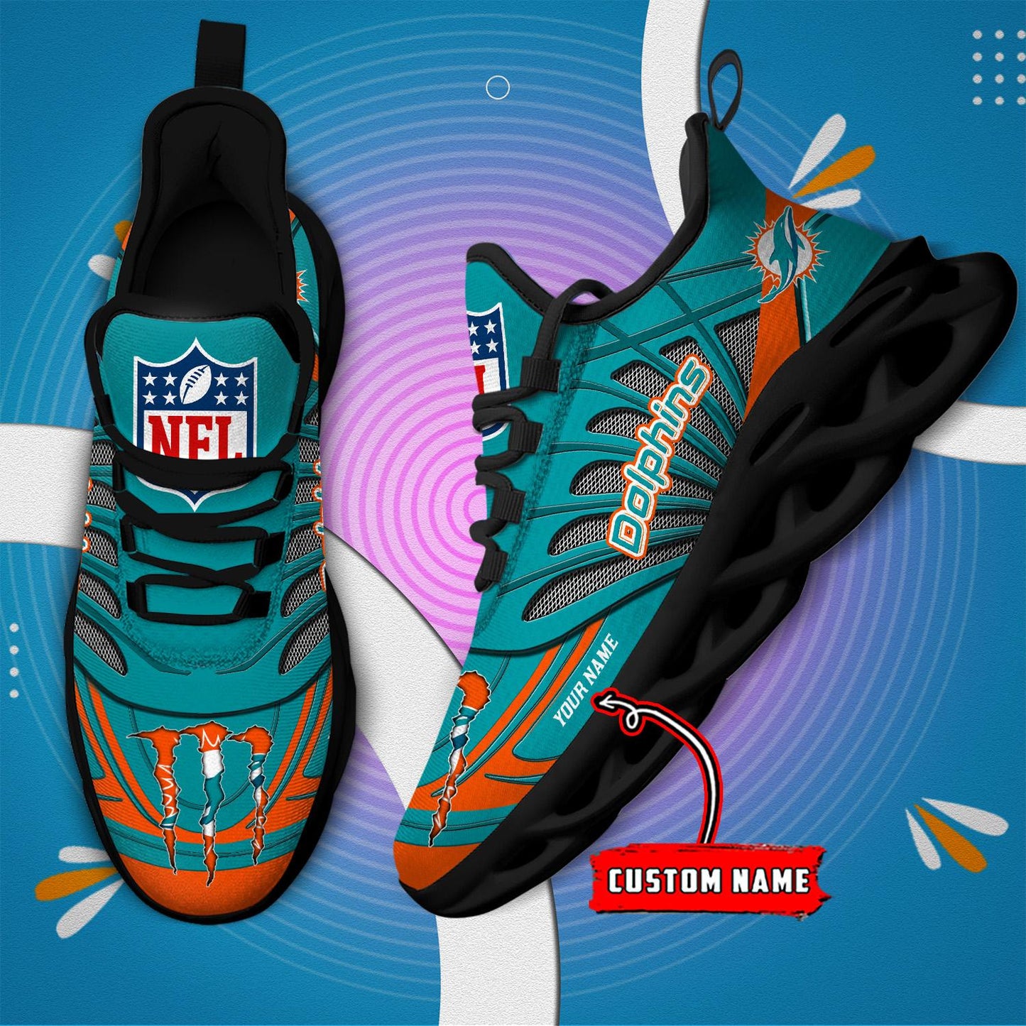 Ideafootwear Miami Dolphins Max Soul Shoes Sneakers For Men And Women