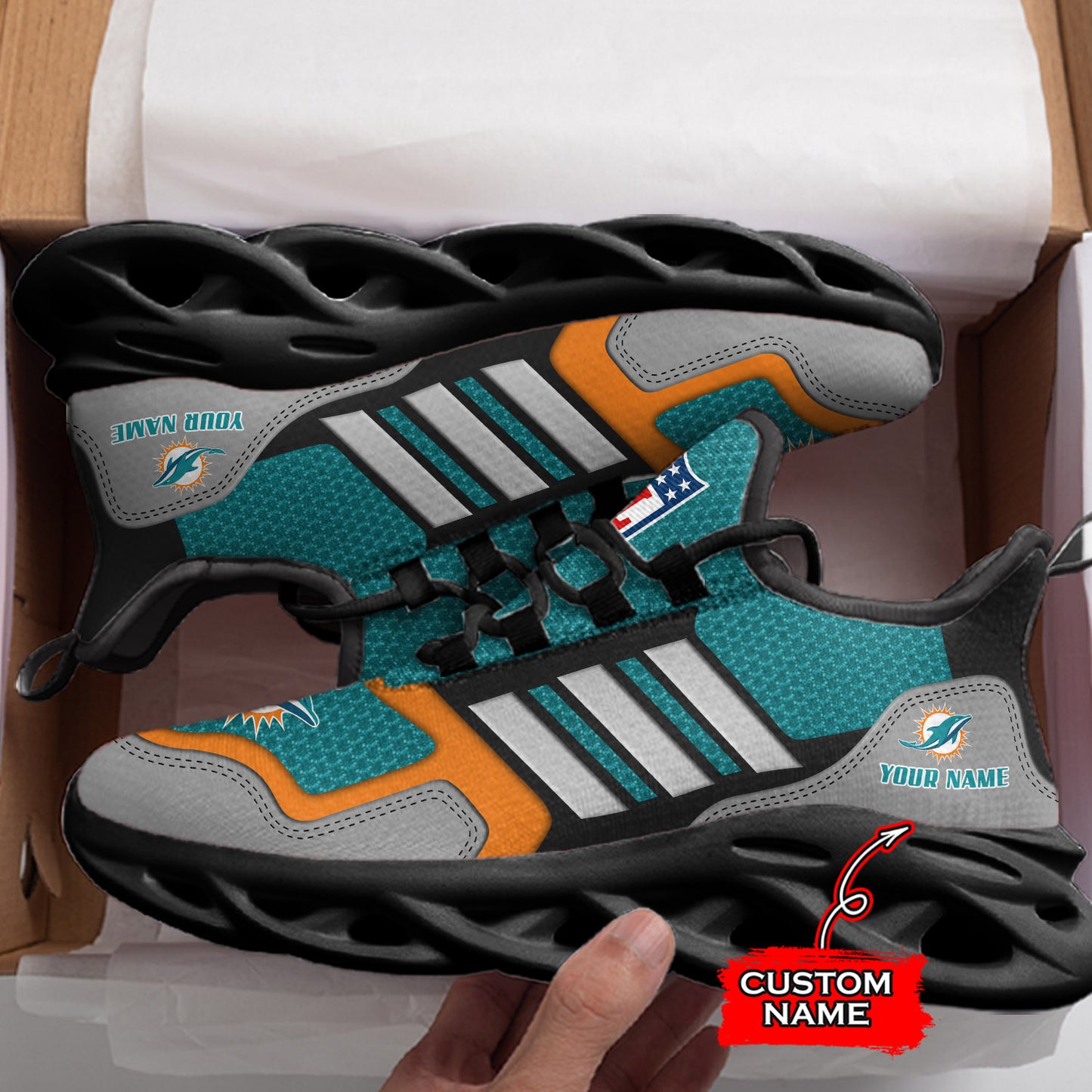 Ideafootwear Miami Dolphins NFL Max Soul Shoes Sneakers For Men And Women