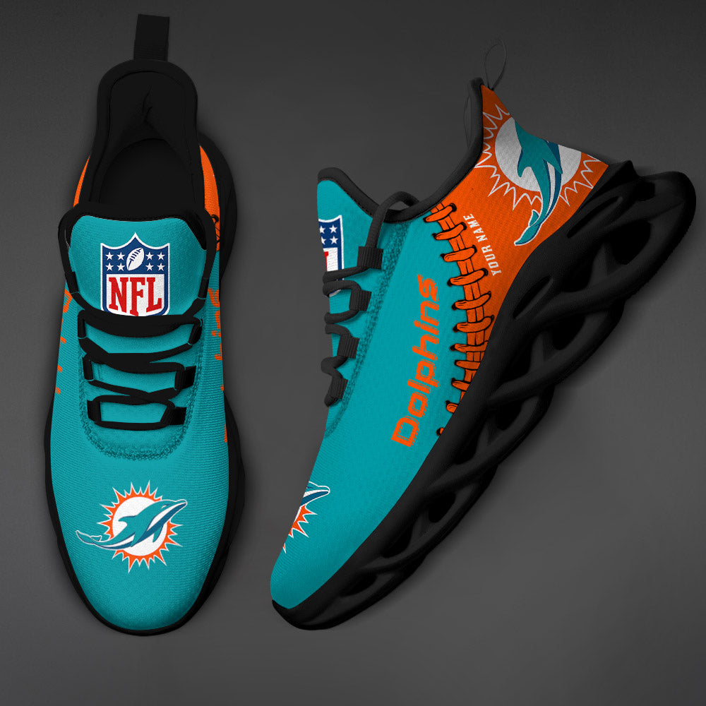 Ideafootwear Miami Dolphins NFL Max Soul Shoes Sneakers For Men And Women