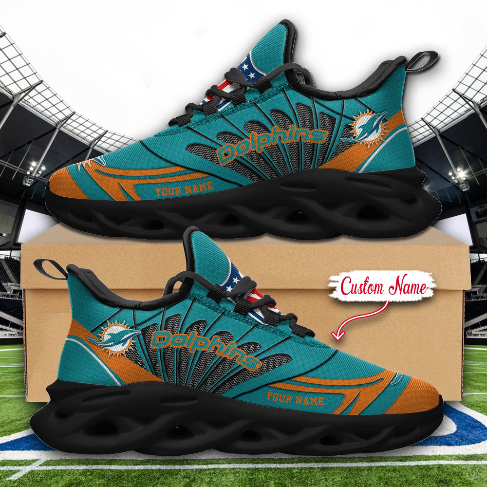 Ideafootwear Miami Dolphins NFL Max Soul Shoes Sneakers For Men And Women