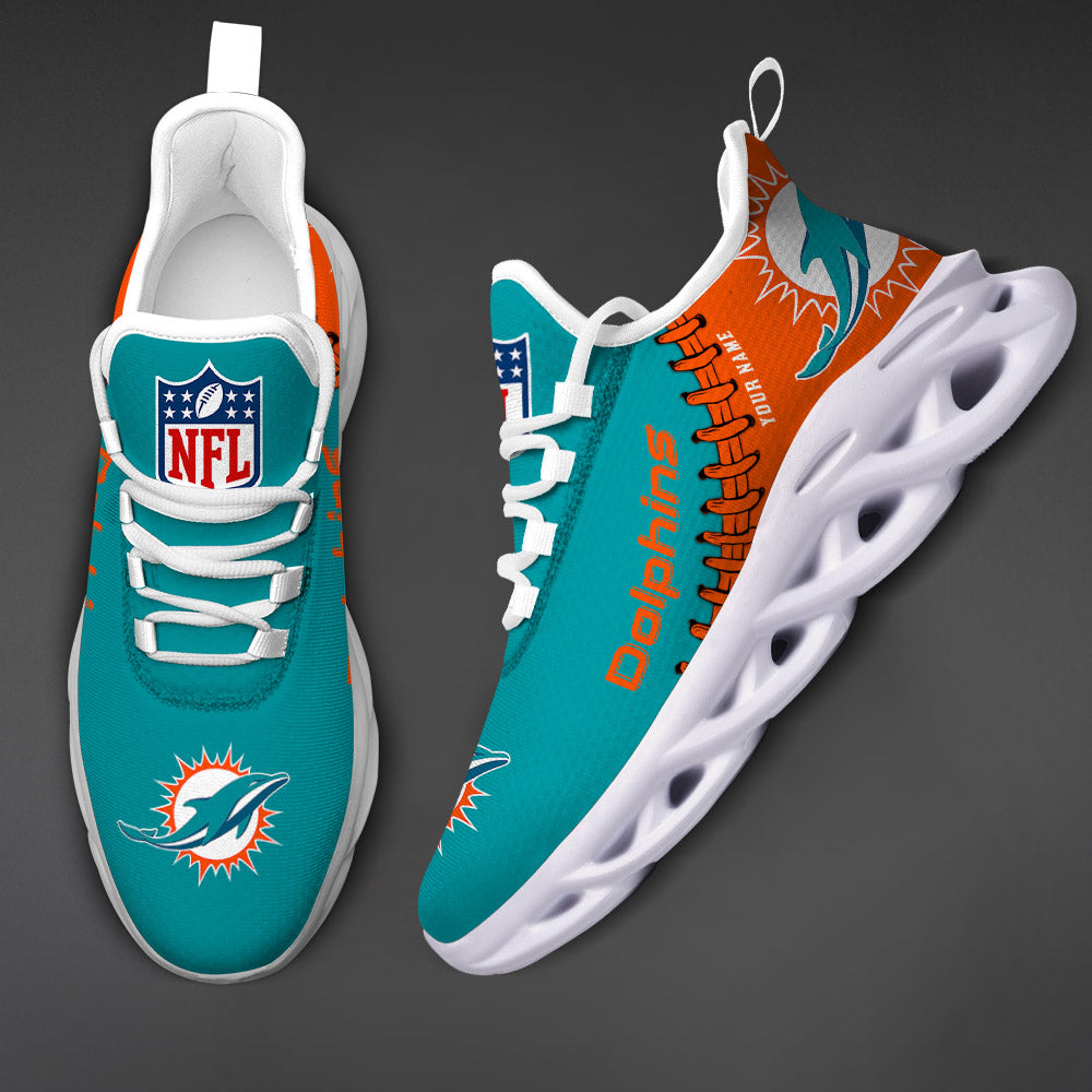 Ideafootwear Miami Dolphins NFL Max Soul Shoes Sneakers For Men And Women