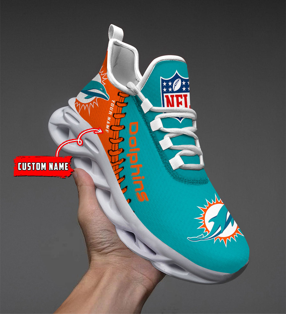 Ideafootwear Miami Dolphins NFL Max Soul Shoes Sneakers For Men And Women